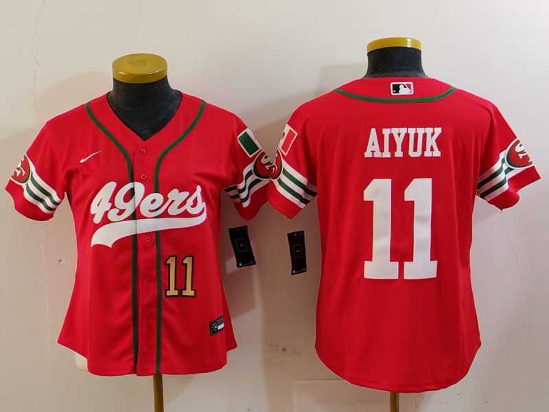 Women%27s San Francisco 49ers #11 Brandon Aiyuk Red Mexico Cool Base Stitched Baseball Jerseys